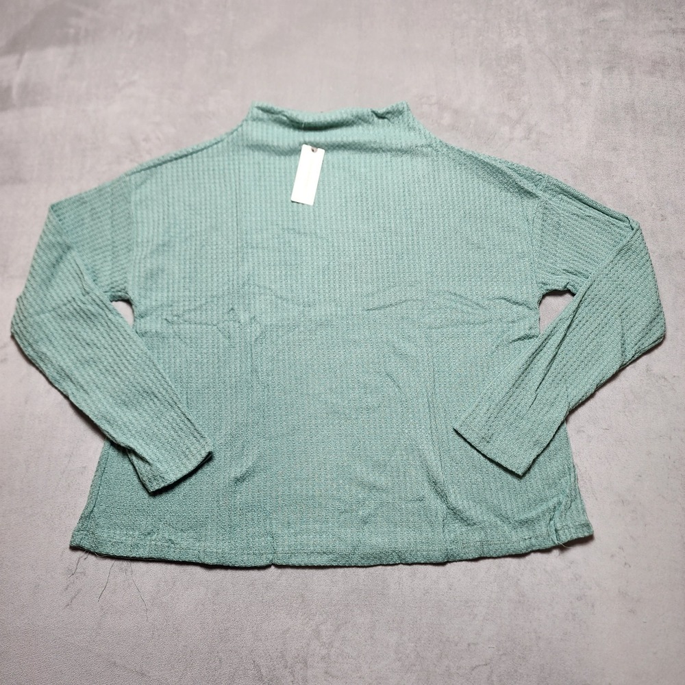 NWT Anthropologie Sunday In Brooklyn Shirt‎ Womens Medium Green Waffle Knit Soft
